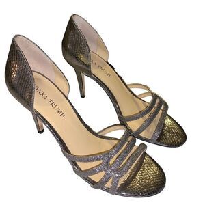 Ivanka Trump Lady High Heel D'Orsay Leather Sandal Silver Women Size 7M